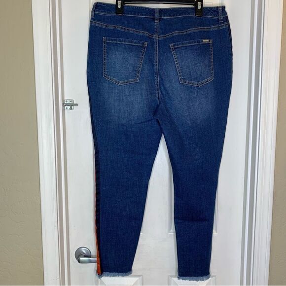 G by Giuliana Skinny Jeans Raw Hem Red Stripe Size 18W - Picture 2 of 9